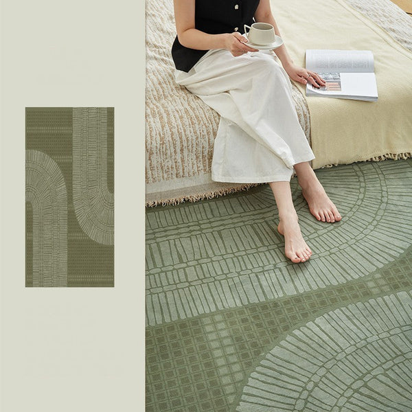 Dining Room Floor Rugs, Modern Rug Ideas for Living Room, Green Modern Rugs under Sofa, Abstract Contemporary Rugs for Bedroom-artworkcanvas