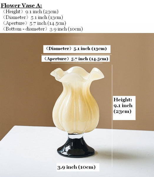 Centerpiece Contemporary Vases on Table, Mid Century Glass Vases, Unique Decorative Glass Vase, Handmade Modern Vases for Living Room, Modern Glass Vase for Flowers-artworkcanvas