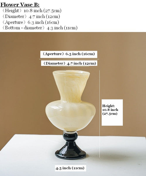 Centerpiece Contemporary Vases on Table, Mid Century Glass Vases, Unique Decorative Glass Vase, Handmade Modern Vases for Living Room, Modern Glass Vase for Flowers-artworkcanvas