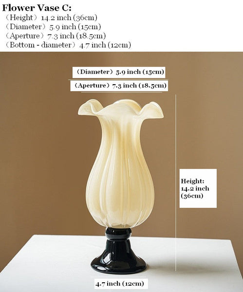 Centerpiece Contemporary Vases on Table, Mid Century Glass Vases, Unique Decorative Glass Vase, Handmade Modern Vases for Living Room, Modern Glass Vase for Flowers-artworkcanvas