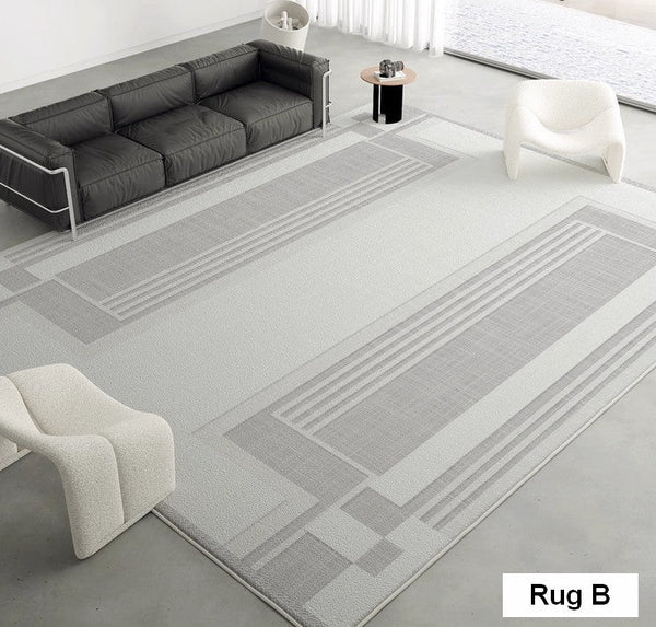 Modern Abstract Rugs under Dining Room Table, Geometric Modern Carpets for Bedroom, Modern Grey Rugs for Living Room-artworkcanvas