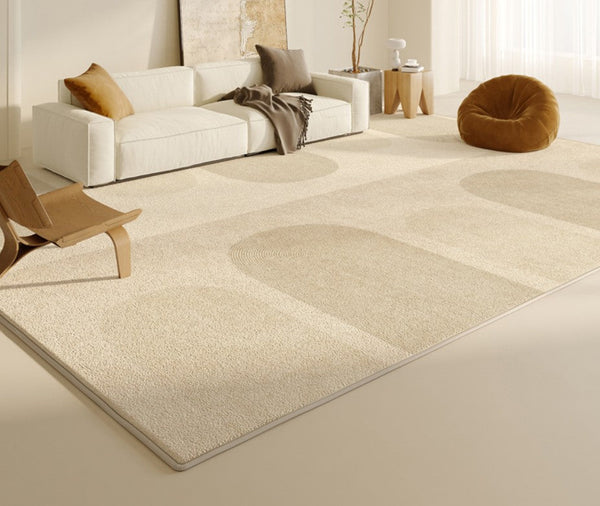 Abstract Area Rugs for Living Room, Modern Cream Color Rugs under Dining Room Table, Geometric Contemporary Modern Rugs Next to Bed, Modern Carpets for Kitchen-artworkcanvas