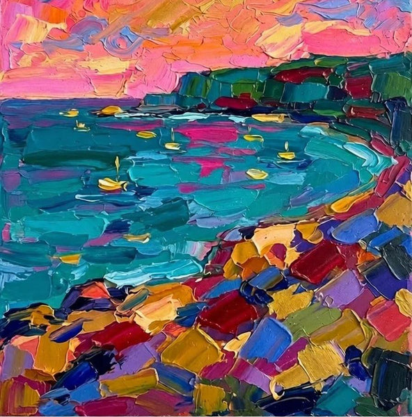 Abstract Seashore Painting, Hand Painted Canvas Art, Impasto Artwork, Original Small Paintings, Palette Knife Paintings, Modern Abstract Painting, Original Abstract Art-artworkcanvas