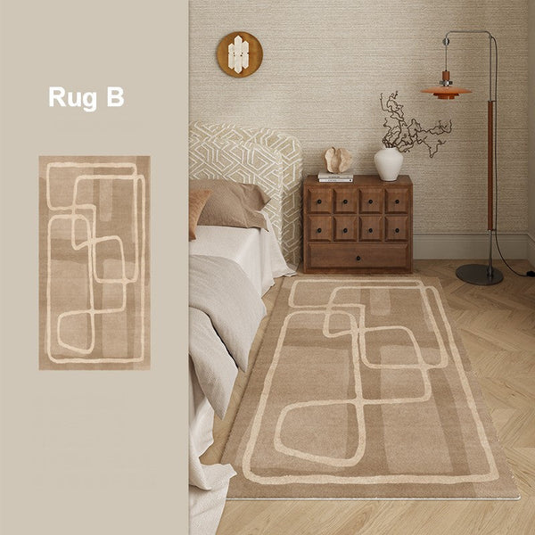 Abstract Modern Rugs for Living Room, Contemporary Modern Rugs Next to Bed, Geometric Modern Rugs under Dining Room Table, Brown Modern Carpets for Office-artworkcanvas