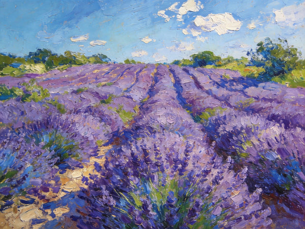 Vibrant Provence Lavender Landscape, Original Wall Art Paintings, Landscape Paintings for Living Room, Small Paintings on Canvas, Landscape Oil Paintings, Hand Painted Canvas Art-artworkcanvas