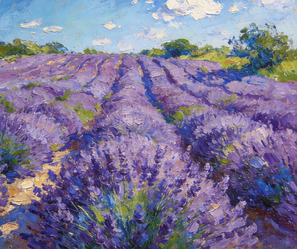 Vibrant Provence Lavender Landscape, Original Wall Art Paintings, Landscape Paintings for Living Room, Small Paintings on Canvas, Landscape Oil Paintings, Hand Painted Canvas Art-artworkcanvas