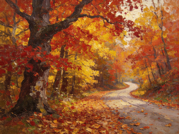 Tranquil Autumn Forest Scene, Small Oil Paintings, Original Wall Art Paintings, Hand Painted Canvas Art, Landscape Canvas Paintings for Dining Room-artworkcanvas