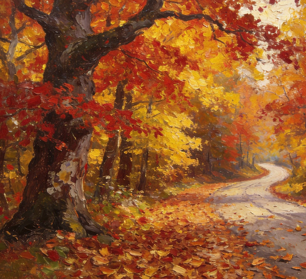 Tranquil Autumn Forest Scene, Small Oil Paintings, Original Wall Art Paintings, Hand Painted Canvas Art, Landscape Canvas Paintings for Dining Room-artworkcanvas
