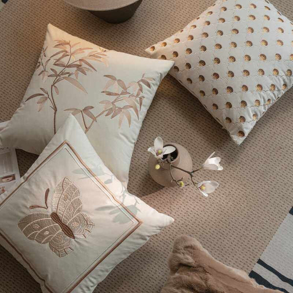 Embroidered Butterfly Pillow Covers, Modern Decorative Pillows for Bedroom, Decorative Pillow Arrangement Ideas for Couch, Large Decorative Throw Pillows for Living Room-artworkcanvas