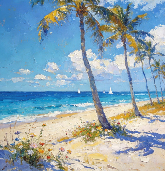 Landscape Canvas Paintings, Beachside Beauty, Seashore Painting, Beach Oil Paintings, Original Landscape Paintings, Hand Painted Canvas Art, On Canvas Small Paintings-artworkcanvas