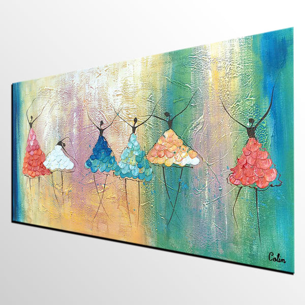 Simple Wall Art Ideas for Living Room, Ballet Dancer Painting, Large Acrylic Painting, Custom Canvas Painting, Modern Abstract Painting-artworkcanvas