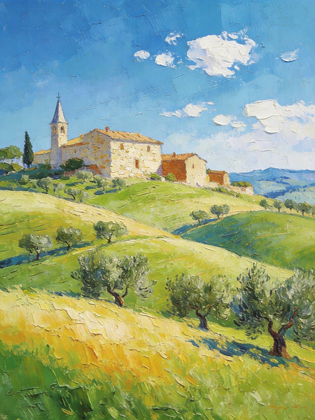 Rolling Hills of Tuscany, Original Landscape Artwork, Small Oil Paintings, Small Paintings On Canvas, Hand Painted Canvas Art, Heavy Texture Wall Art Paintings-artworkcanvas