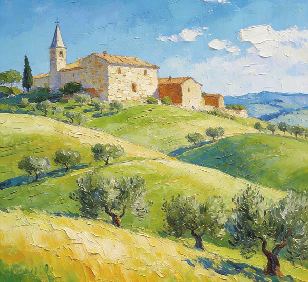 Rolling Hills of Tuscany, Original Landscape Artwork, Small Oil Paintings, Small Paintings On Canvas, Hand Painted Canvas Art, Heavy Texture Wall Art Paintings-artworkcanvas