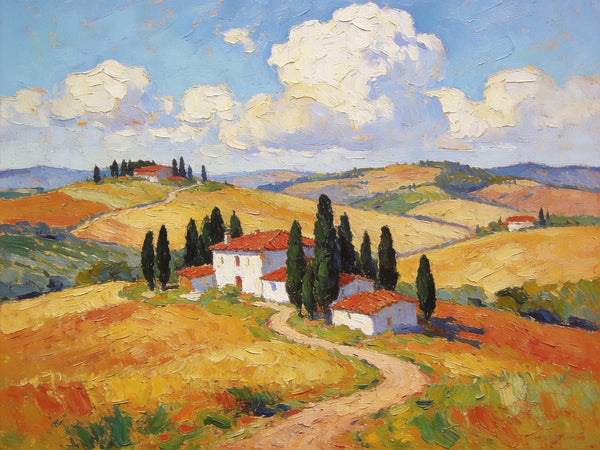 Landscape Paintings on Canvas, Charming Tuscan Countryside View, Original Oil Paintings for Living Room, Palette Knife Canvas Art, Small Landscape Paintings, Hand Painted Oil Paintings-artworkcanvas