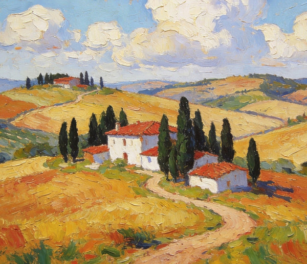 Landscape Paintings on Canvas, Charming Tuscan Countryside View, Original Oil Paintings for Living Room, Palette Knife Canvas Art, Small Landscape Paintings, Hand Painted Oil Paintings-artworkcanvas