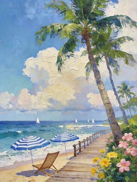 Original Landscape Art, Beach Paradise Found, Hand Painted Canvas Art, Buy Paintings Online, Heavy Texture Wall Art Paintings, Small Paintings On Canvas-artworkcanvas
