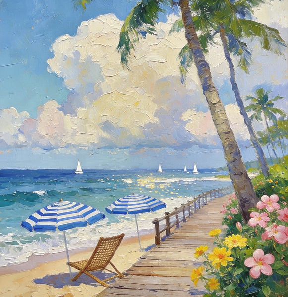 Original Landscape Art, Beach Paradise Found, Hand Painted Canvas Art, Buy Paintings Online, Heavy Texture Wall Art Paintings, Small Paintings On Canvas-artworkcanvas