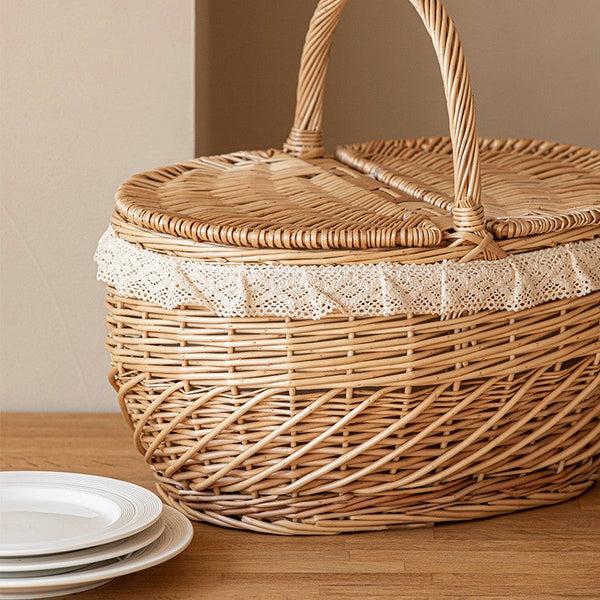 Extra Large Kitchen Storage Baskets, Picnic Storage Basket with Handle, Natural Hand-woven Wicker Storage Basket, Lovely Willow Weaving Baskets for Vegetable, Natural Fruit Storage Baskets-artworkcanvas