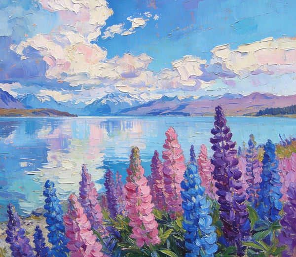 Lake Serenity in New Zealand's South, Original Oil Paintings, Palette Knife Oil Paintings, Small Landscape Paintings on Canvas, Original Landscape Paintings, Hand Painted Canvas Art-artworkcanvas