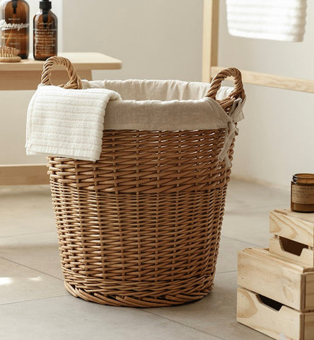 Large Food Storage Basket with Handle, Natural Hand-woven Wicker Storage Basket for Clothes, Willow Weaving Baskets for Clothes, Extra Large Kitchen Storage Baskets-artworkcanvas