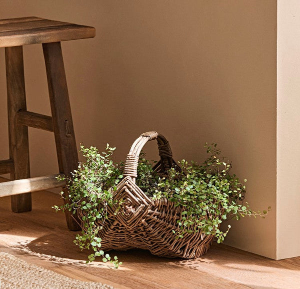 Large Picnic Food Basket with Handle, Natural Hand-woven Wicker Storage Basket, Natural Fruit Baskets, Kitchen Storage Baskets, Willow Weaving Baskets with Handle-artworkcanvas