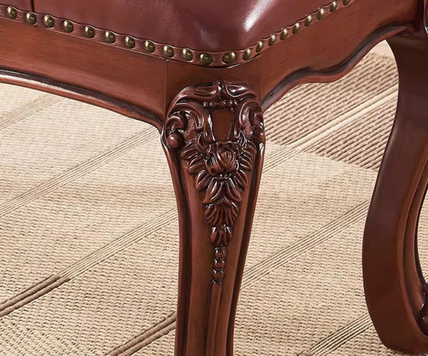 Dressing Table Stool, Rubber Wood Footstool, Vintage Chestnut Brown Leather Stool, Genuine Leather Solid Wood Entry Bench, Farmhouse Entryway Bench, Leather Lounge Chair Modern-artworkcanvas