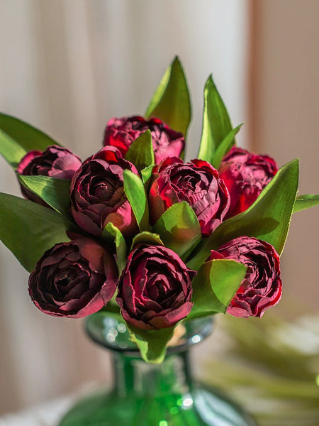 Purple Tulip Flowers, Bedroom Flower Arrangement Ideas, Spring Artificial Floral for Dining Room Table, Simple Modern Floral Arrangement Ideas for Home Decoration