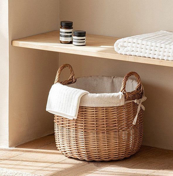 Large Round Storage Basket for Clothes, Natural Hand-woven Wicker Storage Basket for Clothes, Willow Weaving Baskets for Clothes, Extra Large Kitchen Storage Baskets-artworkcanvas