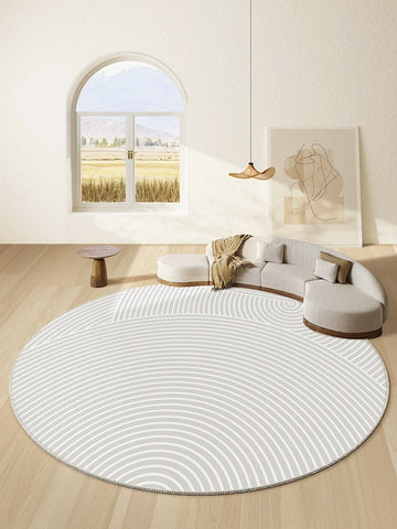 Contemporary Round Rugs Next to Bed, Abstract Modern Rugs for Living Room, Geometric Carpets for Sale, Circular Rugs under Dining Room Table-artworkcanvas