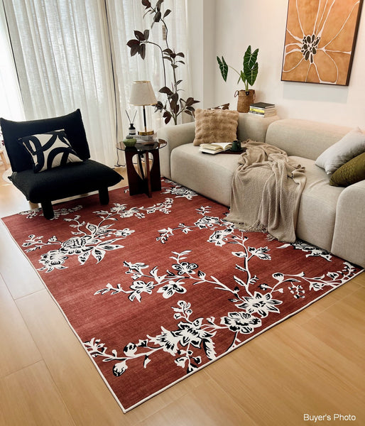 Modern Rugs for Living Room, Abstract Contemporary Rugs Next to Bed, Flower Pattern Contemporary Modern Rugs, Modern Rugs for Dining Room-artworkcanvas