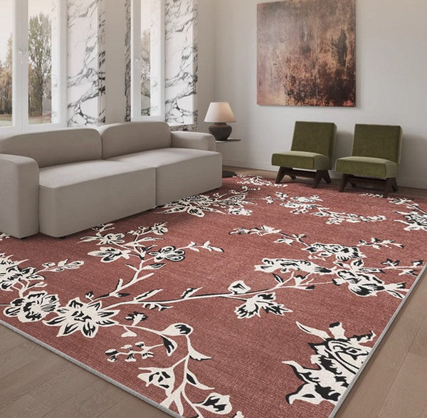 Abstract Contemporary Rugs Next to Bed, Flower Pattern Contemporary Modern Rugs, Modern Rugs for Living Room, Modern Rugs for Dining Room-artworkcanvas