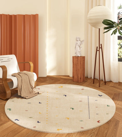 Geometric Modern Rug Ideas for Living Room, Circular Modern Rugs for Bathroom, Modern Rugs for Children's Room, Abstract Contemporary Round Rugs for Dining Room