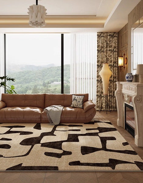 Large Modern Rugs for Living Room, Modern Rugs under Dining Room Table, Contemporary Abstract Rugs Next to Bed, Geometric Modern Carpets for Office-artworkcanvas
