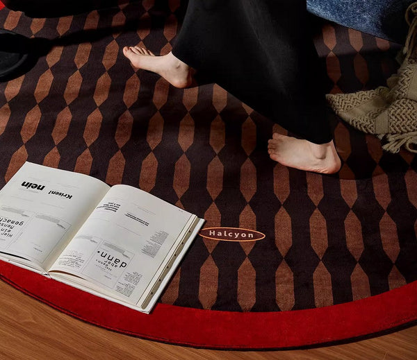 Geometric Modern Rugs for Living Room, Mid Century Circular Rugs for Bedroom, Abstract Contemporary Round Rugs under Chairs, Modern Rugs for Dining Room-artworkcanvas