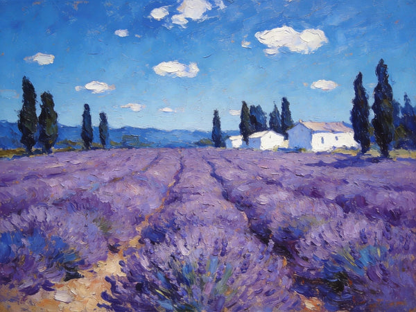 Gorgeous Provence Lavender Landscape, Small Oil Paintings, Canvas Wall Art Paintings, Hand Painted Canvas Art, Landscape Canvas Paintings, Original Oil Paintings-artworkcanvas