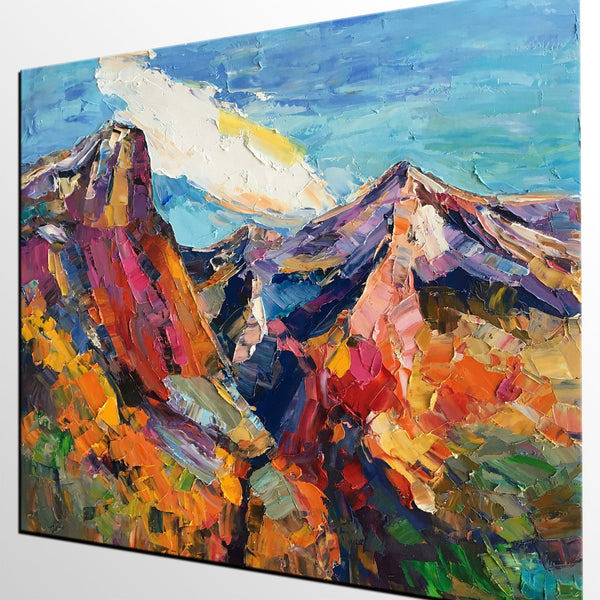 Abstract Art Landscape, Canvas Wall Art Paintings, Mountain Landscape Painting, Custom Landscape Oil Painting