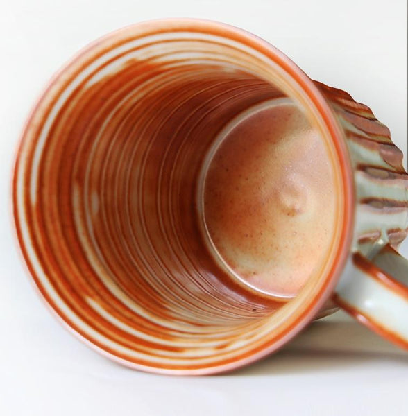 Cappuccino Coffee Mug, Handmade Pottery Coffee Cup, Large Capacity Coffee Cup, Large Tea Cup-artworkcanvas