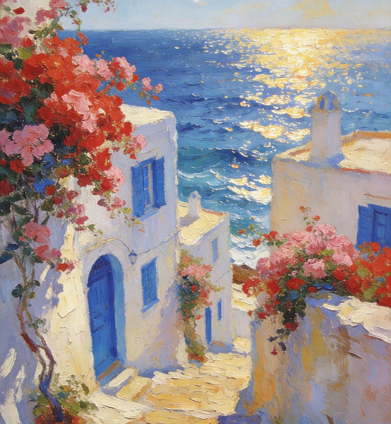 Original Wall Art Paintings, Aegean Serenity, Seashore Paintings, Heavy Texture Artwork, Canvas Paintings for Living Room, Small Oil Paintings, Hand Painted Canvas Wall Art-artworkcanvas