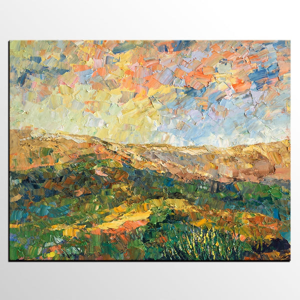 Abstract Mountain Painting, Landscape Canvas Painting, Original Painting for Living Room, Custom Oil Paintings