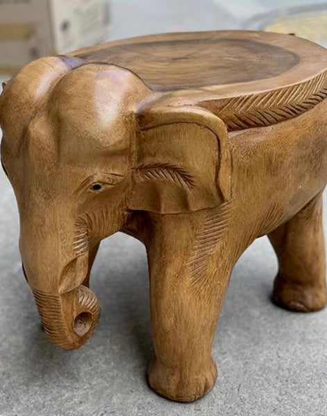 Elephant Sofa Stool, Dining Table Stool, Handmade Solid Wood low Stool, Elephant Wooden Stool, Creative Shoe-changing Stool-artworkcanvas