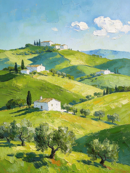 The Tuscan Spring Hills, Small Canvas Paintings, Oil Paintings On Canvas, Original Landscape Wall Art, Hand Painted Canvas Art, Heavy Texture Artwork-artworkcanvas