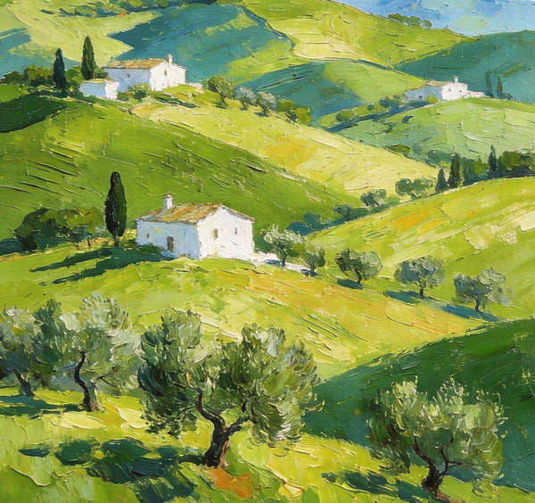 The Tuscan Spring Hills, Small Canvas Paintings, Oil Paintings On Canvas, Original Landscape Wall Art, Hand Painted Canvas Art, Heavy Texture Artwork-artworkcanvas
