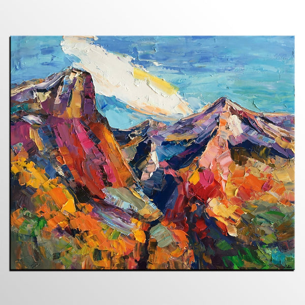Abstract Art Landscape, Canvas Wall Art Paintings, Mountain Landscape Painting, Custom Landscape Oil Painting