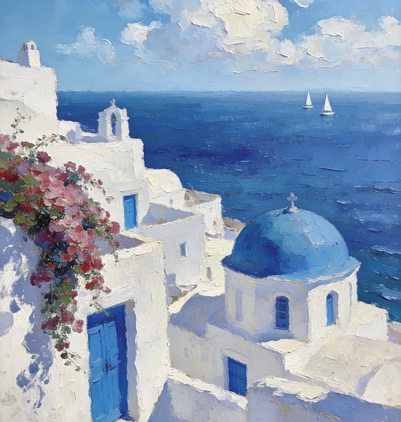 Eternal Aegean Beauty, Small Paintings On Canvas, Hand Painted Canvas Art, Original Landscape Art, Small Oil Paintings, Heavy Texture Wall Art Paintings-artworkcanvas