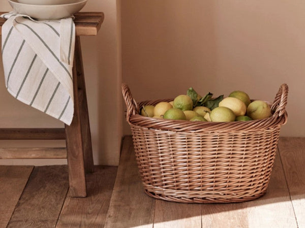 Willow Weaving Baskets for Vegetable, Natural Fruit Basket, Kitchen Storage Baskets, Large Picnic Food Basket with Handle, Natural Hand-woven Wicker Storage Basket-artworkcanvas