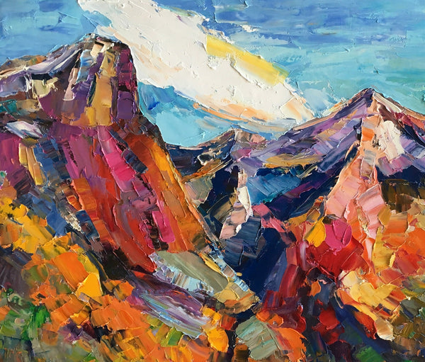Abstract Art Landscape, Canvas Wall Art Paintings, Mountain Landscape Painting, Custom Landscape Oil Painting