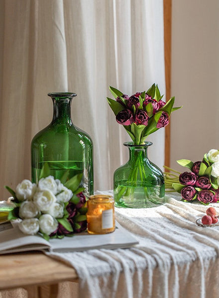 Purple Tulip Flowers, Bedroom Flower Arrangement Ideas, Spring Artificial Floral for Dining Room Table, Simple Modern Floral Arrangement Ideas for Home Decoration