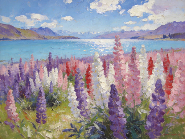 Original Landscape Paintings, Buy Painting Online, New Zealand's Mountain Lake Bliss, Small Oil Paintings, Hand Painted Canvas Art, Heavy Texture Artwork-artworkcanvas
