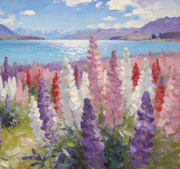 Original Landscape Paintings, Buy Painting Online, New Zealand's Mountain Lake Bliss, Small Oil Paintings, Hand Painted Canvas Art, Heavy Texture Artwork-artworkcanvas