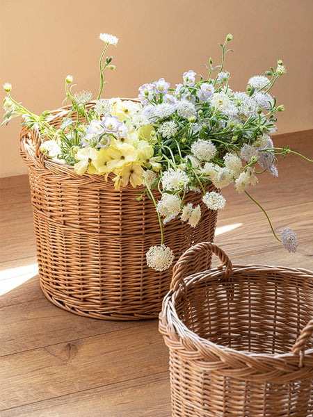 Round Storage Basket for Clothes, Natural Hand-woven Wicker Storage Basket for Clothes, Extra Large Kitchen Storage Baskets, Willow Weaving Baskets for Clothes-artworkcanvas